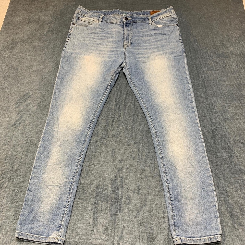 Asos Jeans Mens 40x32 Blue Denim Stretch Light Wash Mid Rise Straight Leg Cozy
